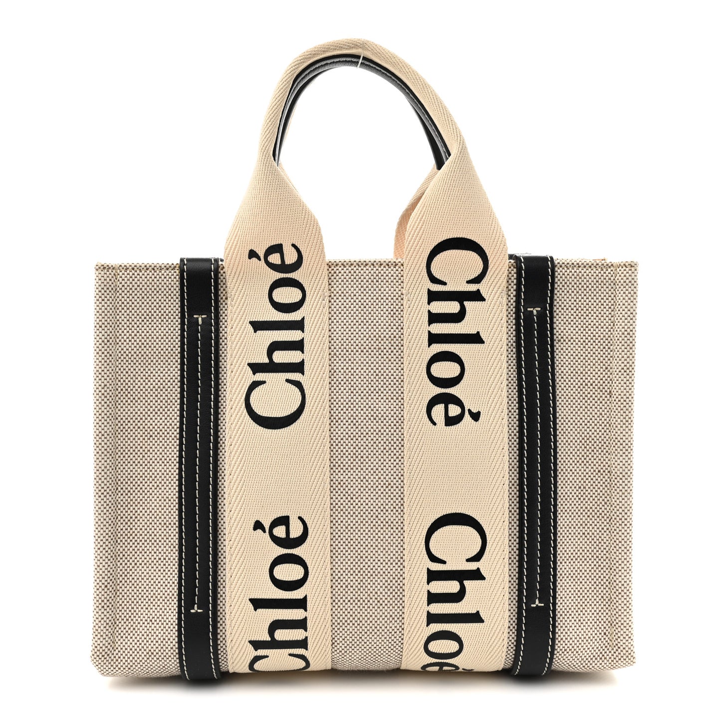 Cotton Calfskin Small Woody Ribbon Tote White Blue White Blue