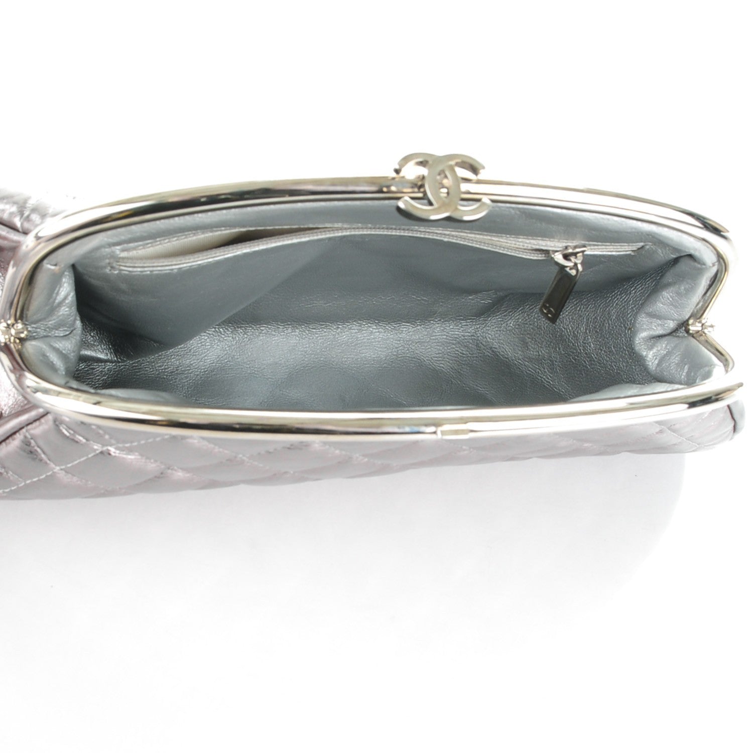 Chanel Metallic Aged Calfskin Quilted Timeless Clutch Silver 5 of 7