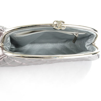 Chanel Metallic Aged Calfskin Quilted Timeless Clutch Silver 5 of 7