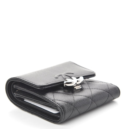 Chanel Grained Calfskin Quilted CC Box Compact Flap Wallet Black 4 of 8