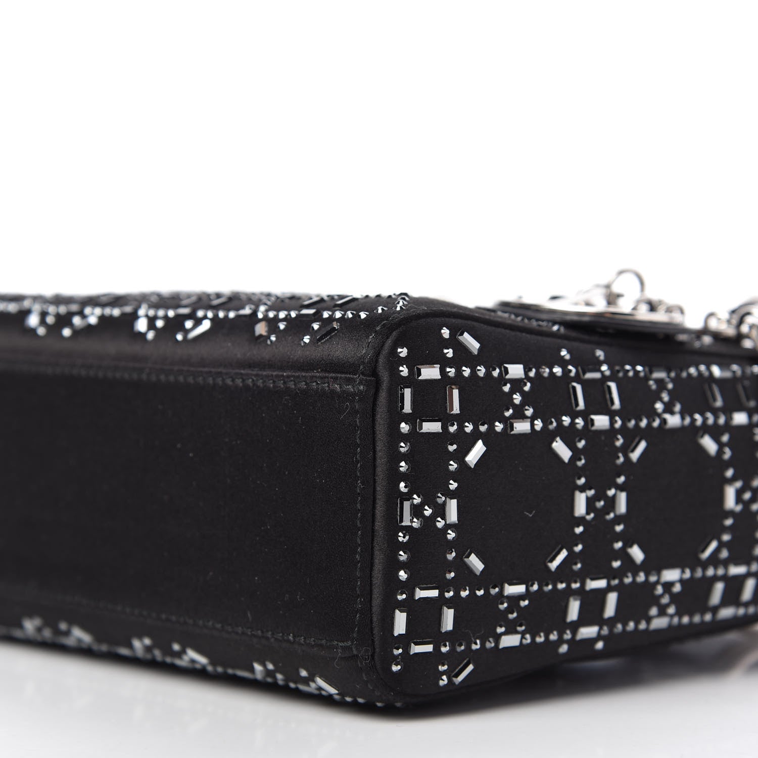Christian Dior Satin Crystal Cannage Mini Lady Dior Black 7 of 9