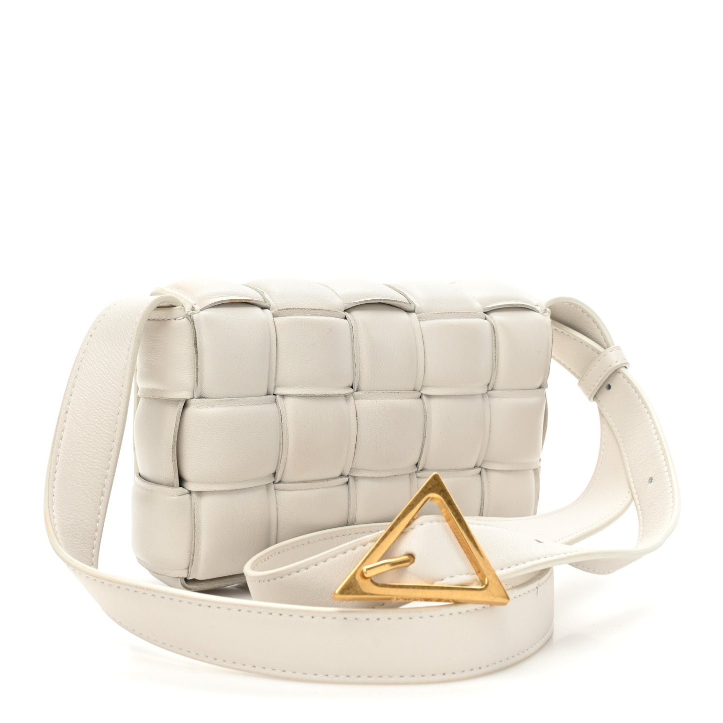 Nappa Maxi Intrecciato Small Padded Cassette Crossbody Bag Chalk