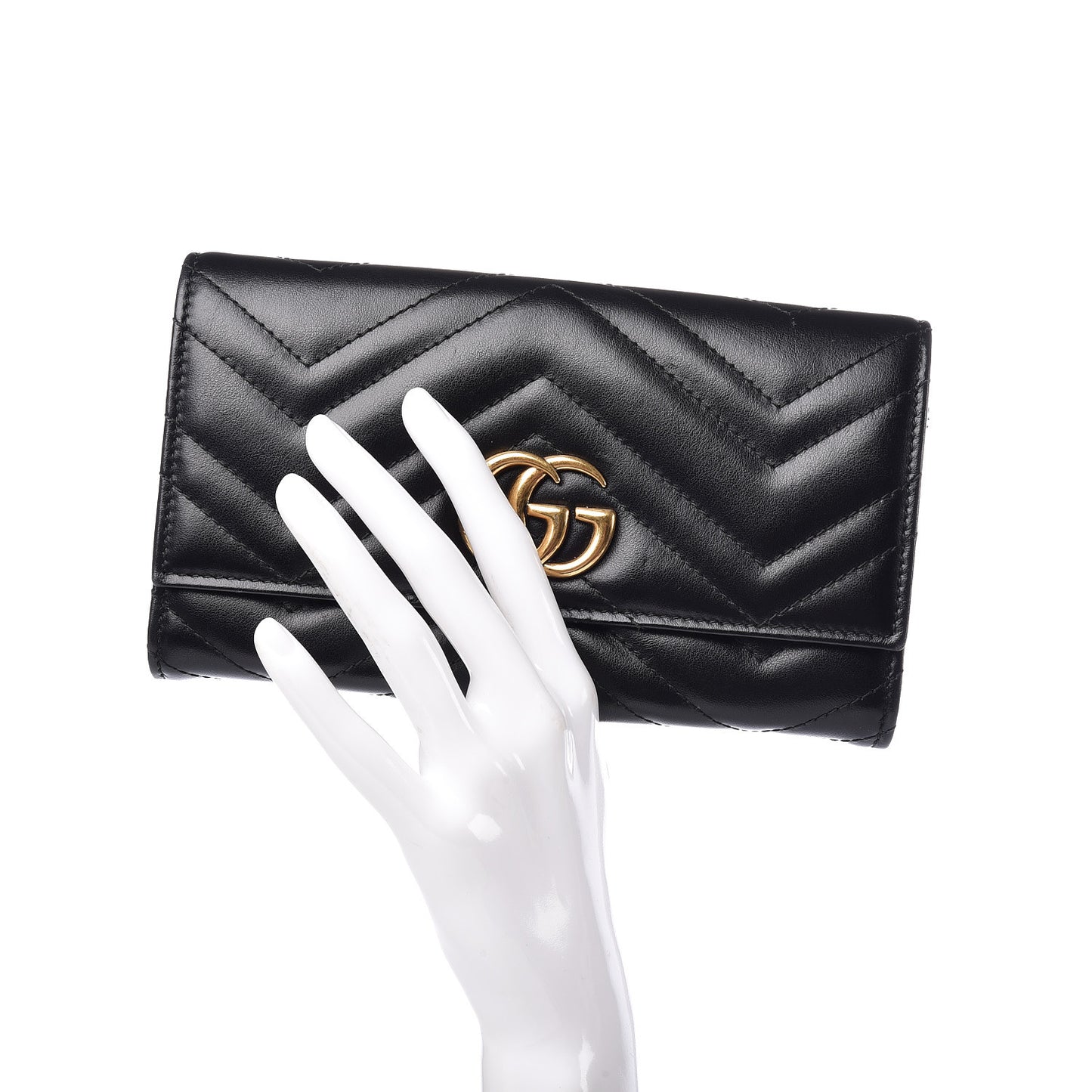 Calfskin Matelasse GG Marmont Continental Wallet Black