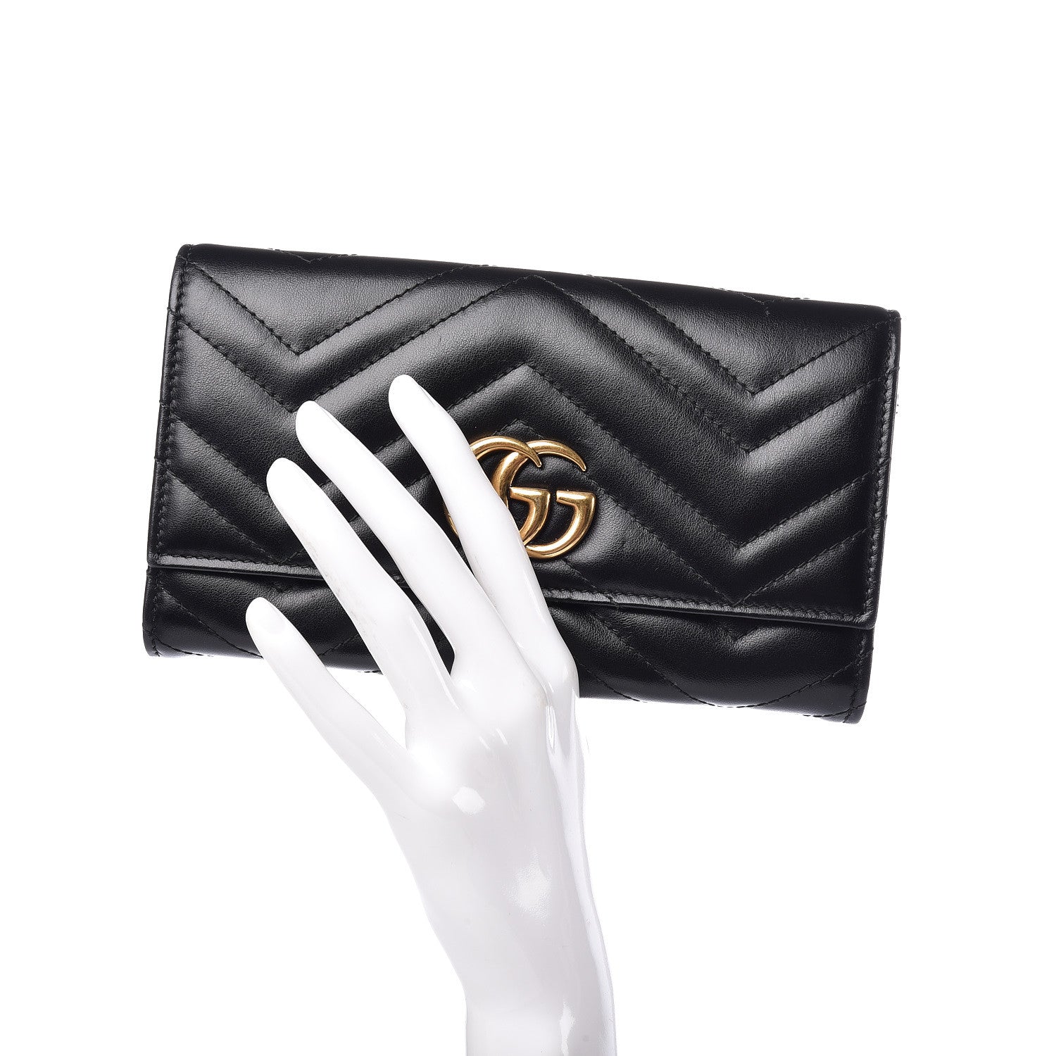 Gucci Calfskin Matelasse GG Marmont Continental Wallet Black 2 of 12