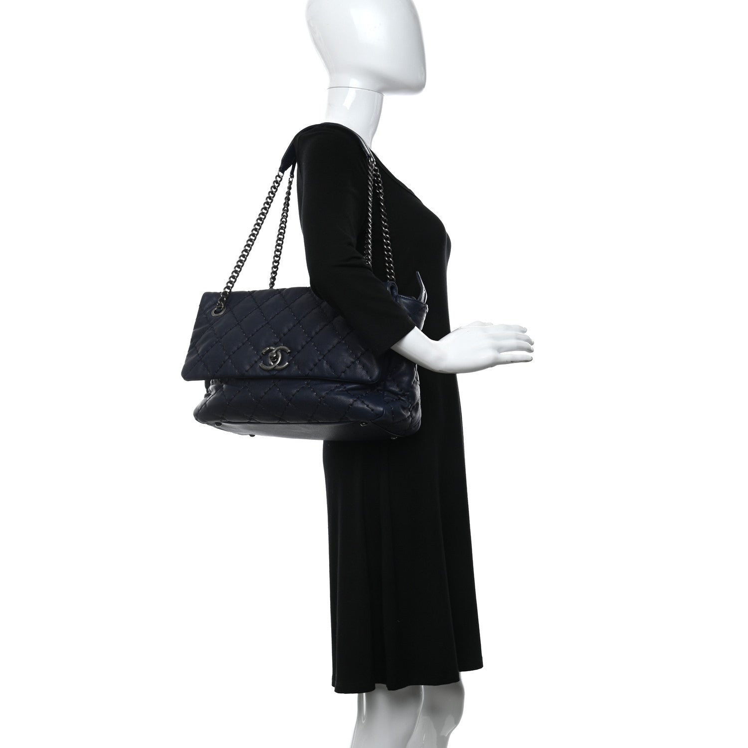Chanel Calfskin Stitch It Accordion Flap Blue 2 of 9
