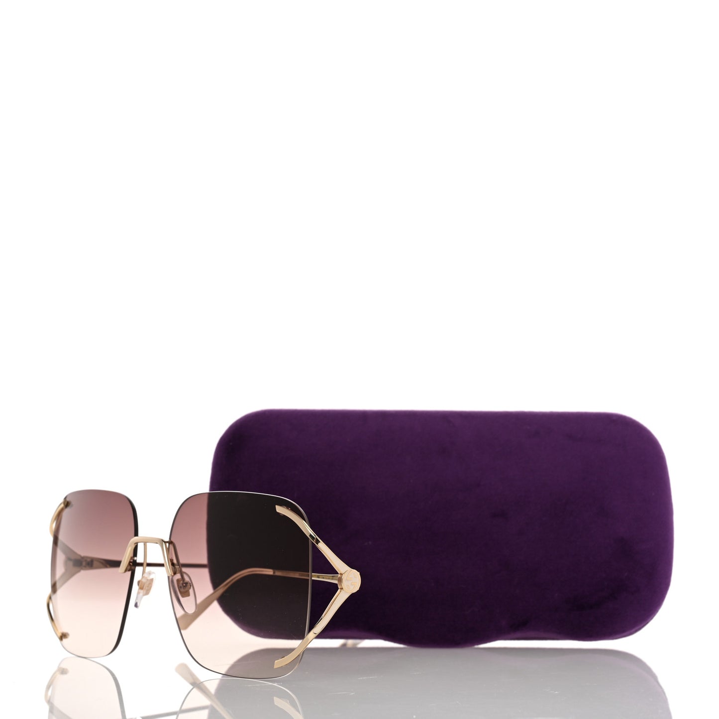 Metal Oversized Sunglasses GG0646S Gold Brown