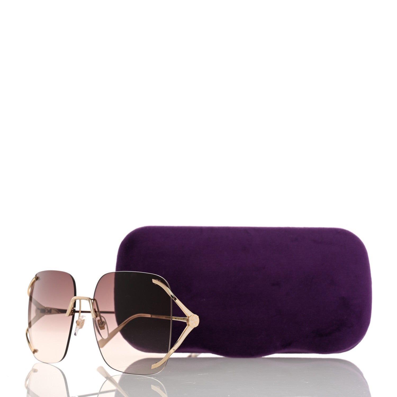 Gucci Metal Oversized Sunglasses GG0646S Gold Brown 8 of 8