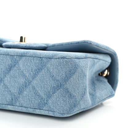 Chanel Denim Quilt Print Mini Rectangular Flap Light Blue 9 of 9