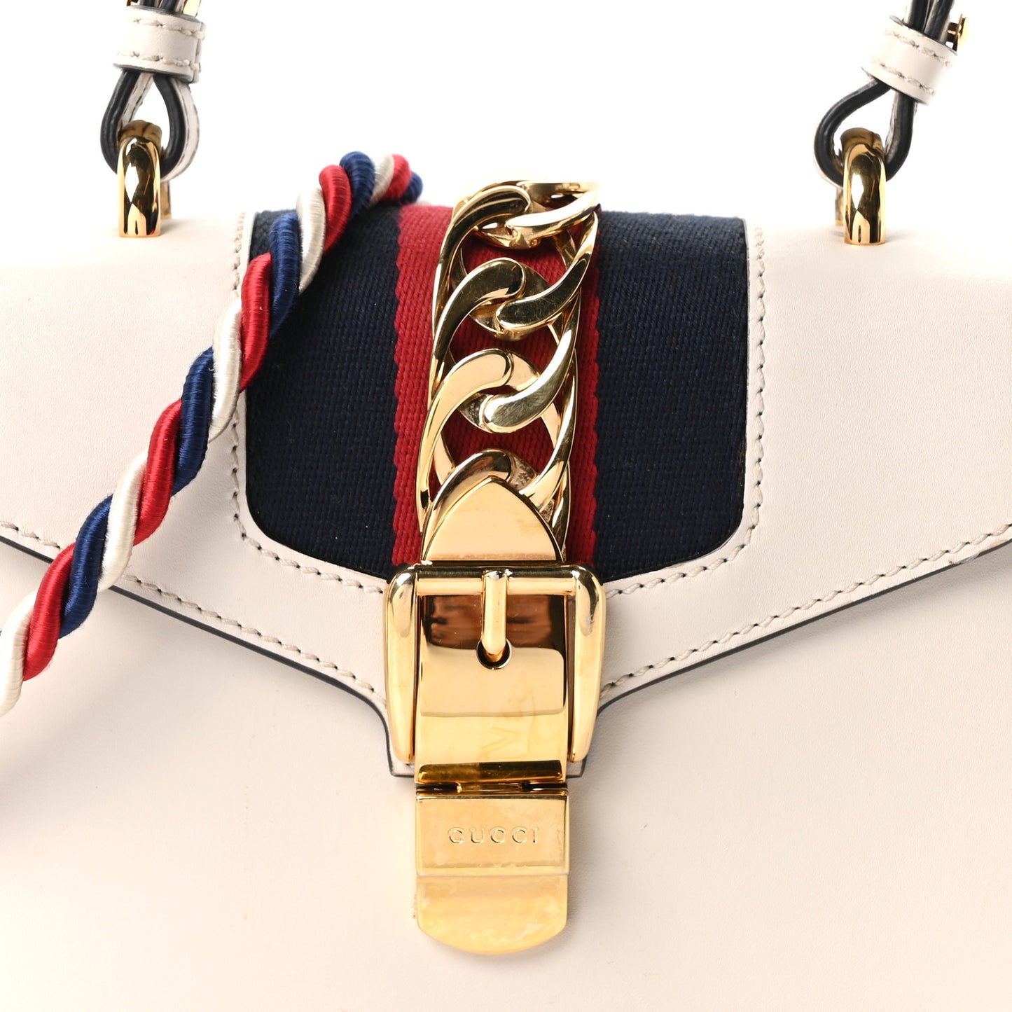 Calfskin Mini Sylvie Top Handle Bag White