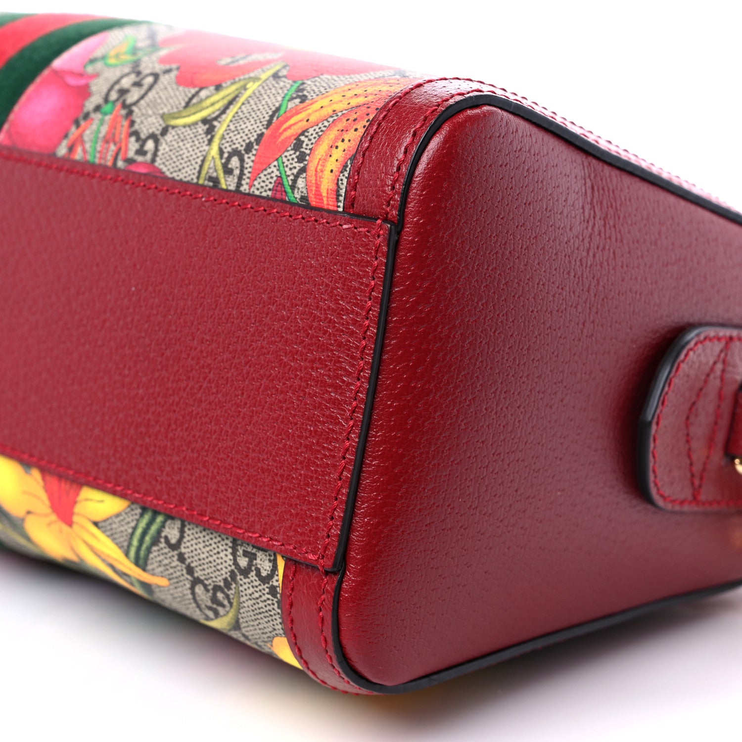 Gucci GG Supreme Monogram Flora Web Medium Ophidia Boston Red 10 of 11