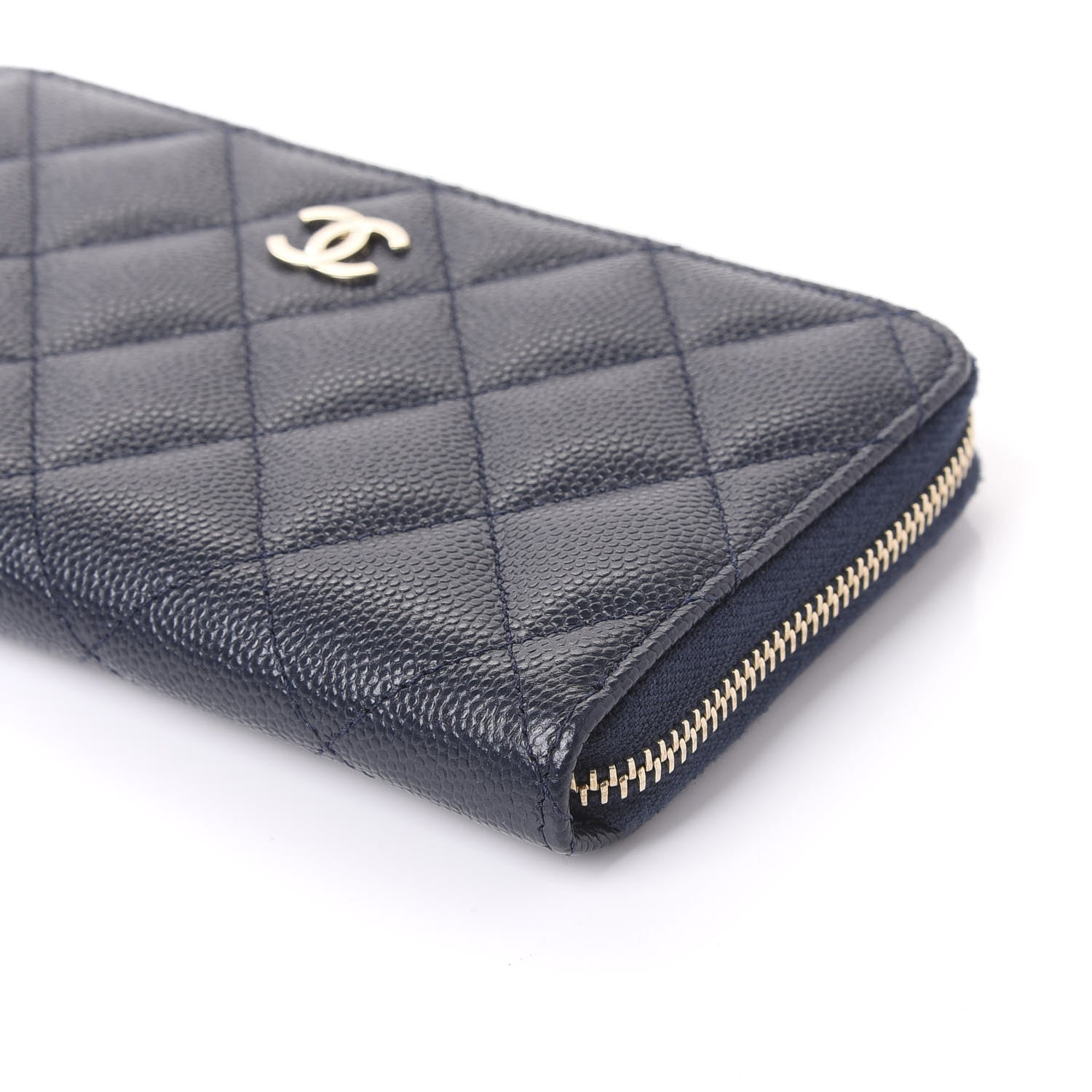 Chanel Caviar Quilted Small Zip Around Wallet Navy 6 of 11