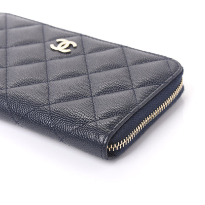 Chanel Caviar Quilted Small Zip Around Wallet Navy 6 of 11