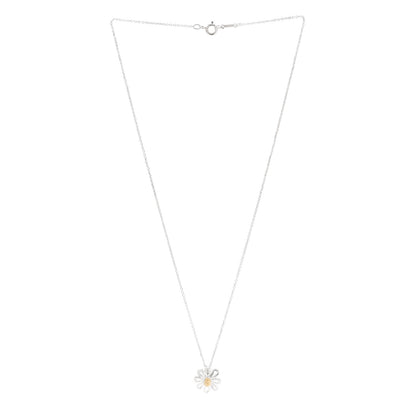 Tiffany Sterling Silver 18K Yellow Gold Daisy Pendant Necklace 3 of 7