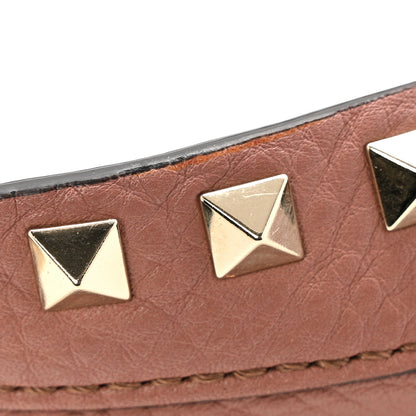 Valentino Garavani Pebbled Calfskin Small Rockstud Flip Lock Hobo Dark Nude 11 of 12