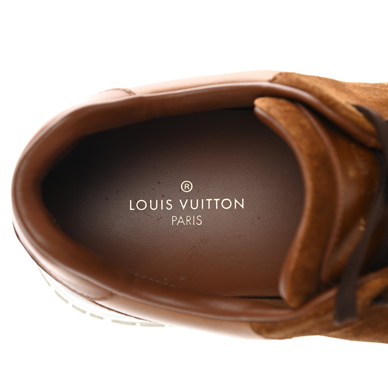 Louis Vuitton Calfskin Suede Mens Run Away Sneakers 8 Tan 7 of 11