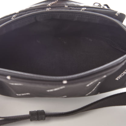 Balenciaga Twill Nylon Allover Logo Explorer Beltpack Black White 7 of 9