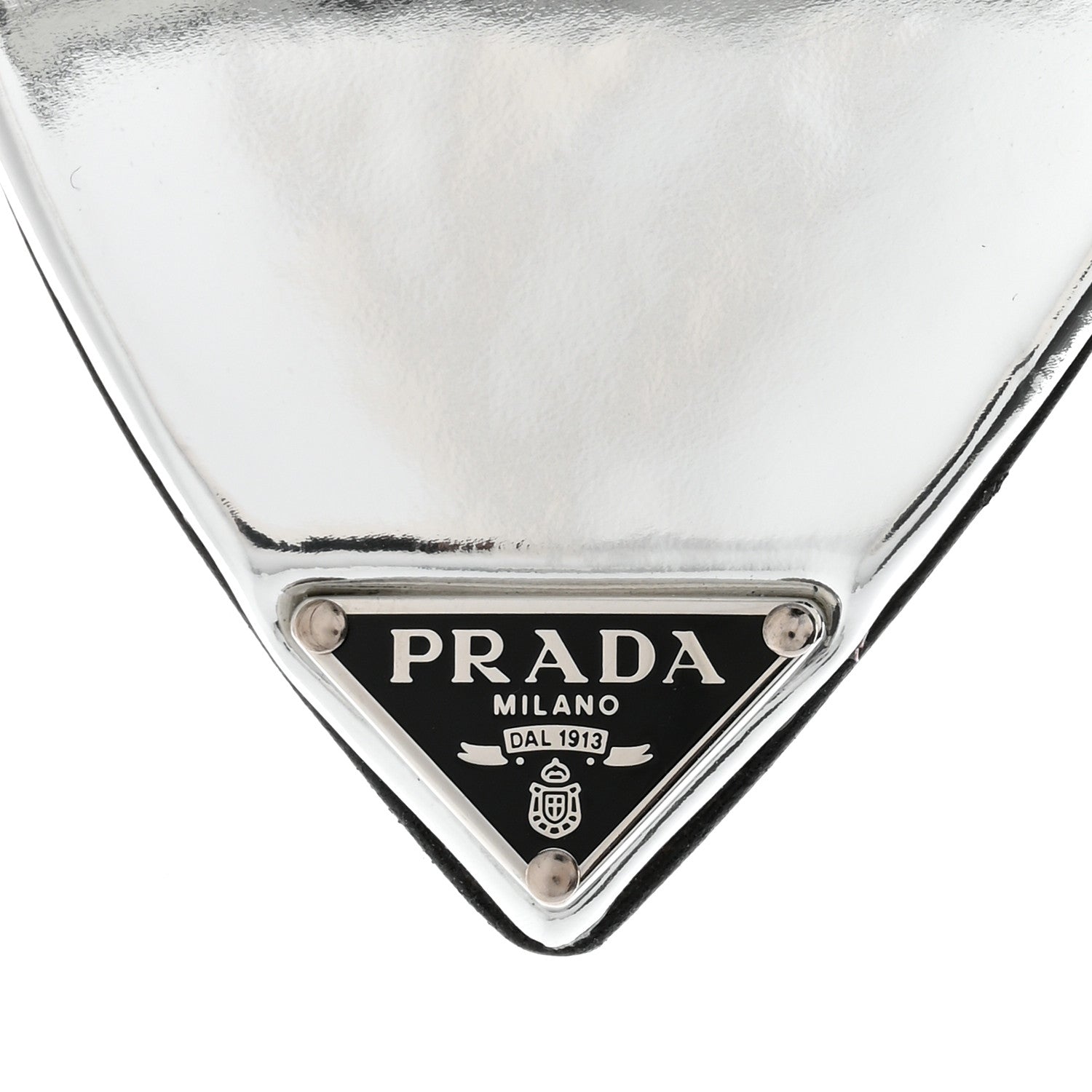 Prada Plexiglass Metallic Calfskin Metal Triangle Logo Ciabatte Flat Slide Sandals 40 Argento 8 of 12