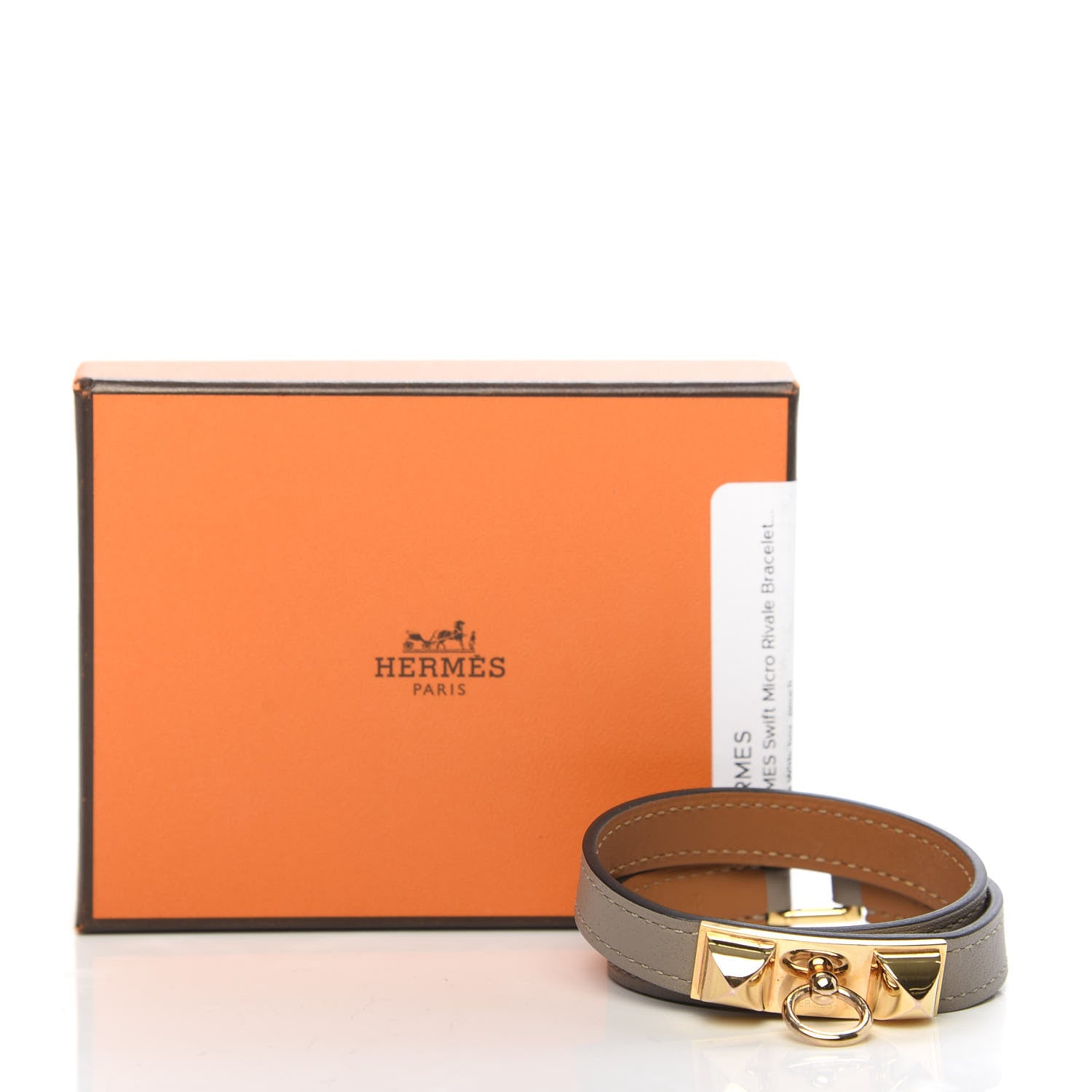 エルメス Hermes Swift Double Rivale Bracelet T2 Gris Asphalte 679443