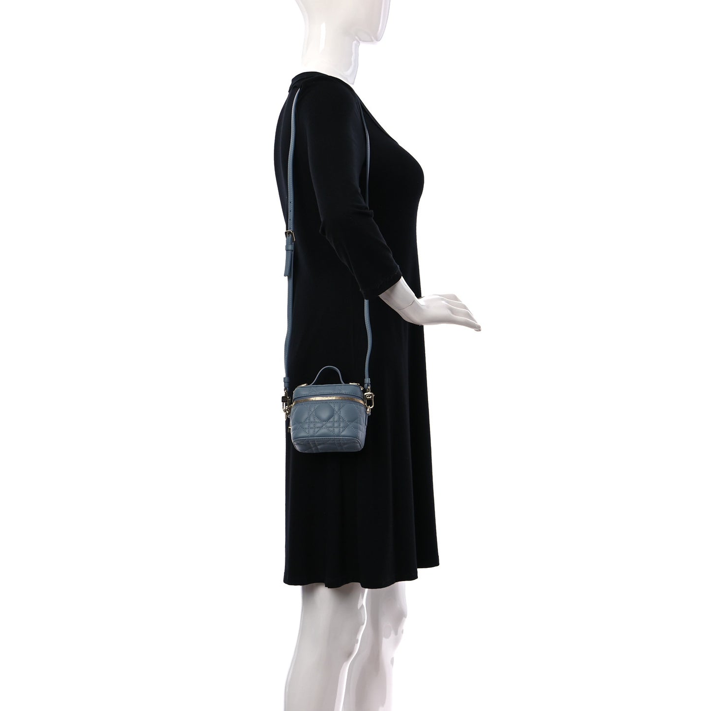 Lambskin Cannage Micro Lady Dior Vanity Case Cloud Blue
