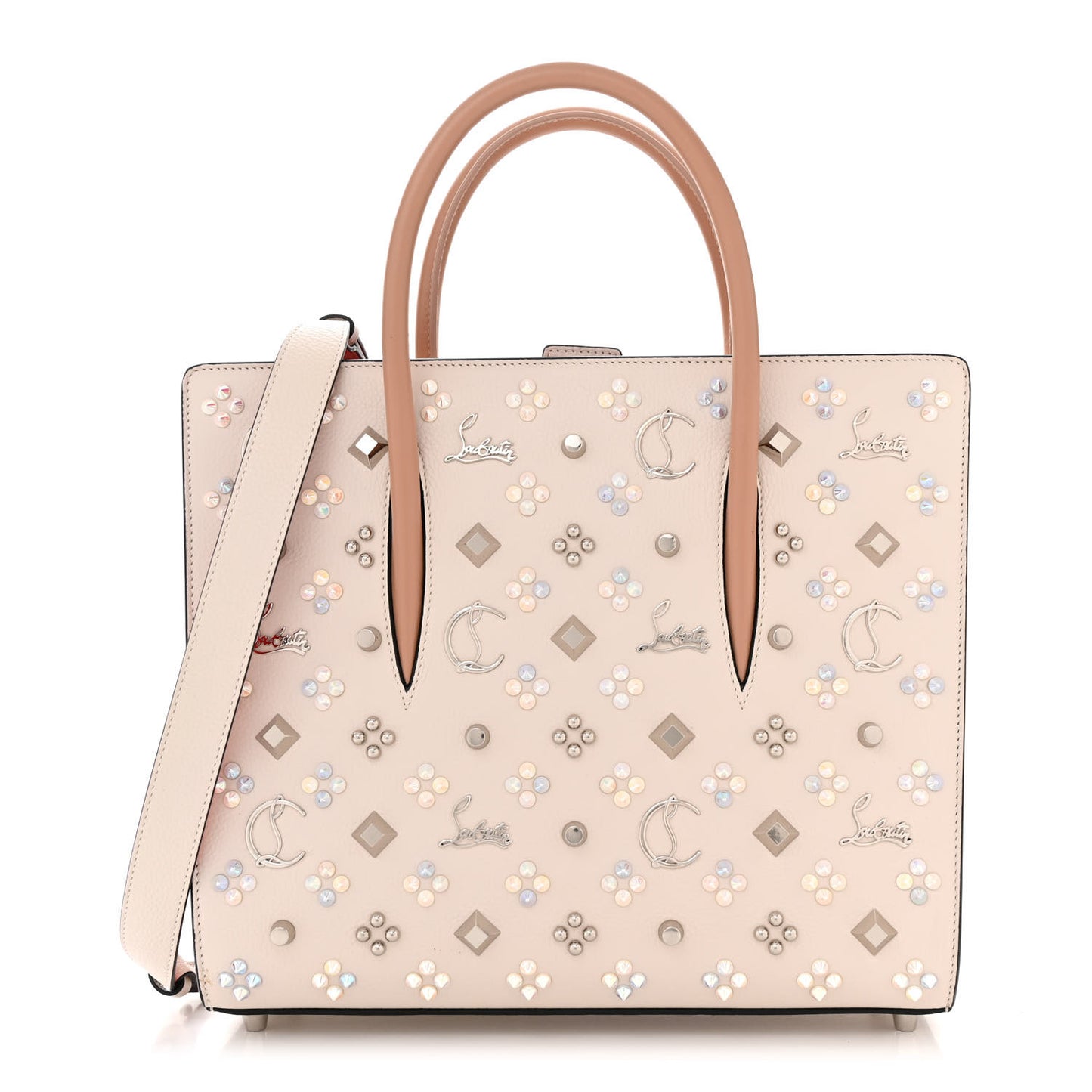 Calfskin Spikes Medium Loubinthesky Ivory