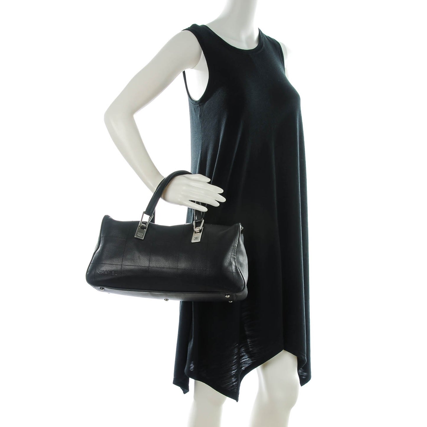 Caviar Square Stitched Large Tote Black