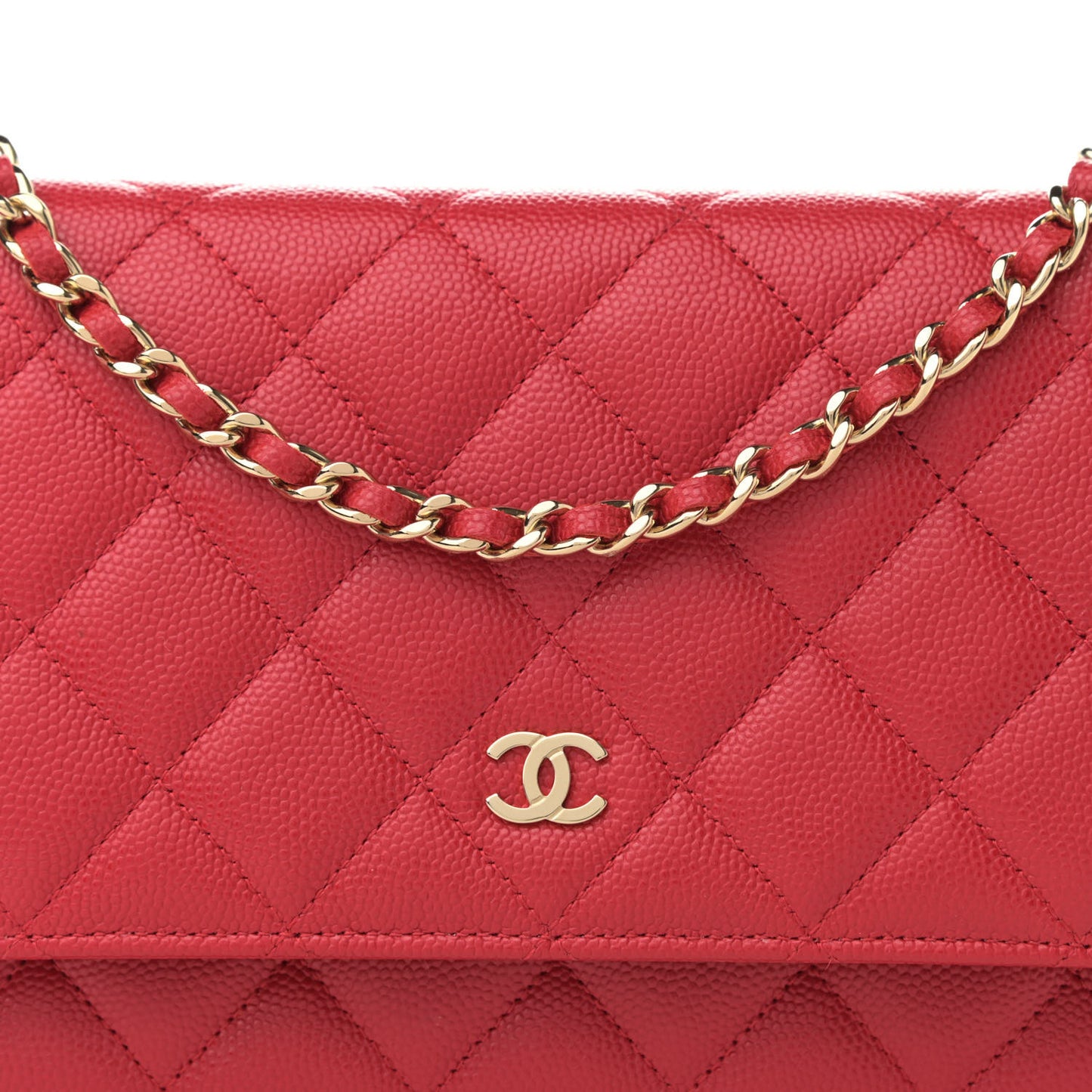 Caviar Quilted Wallet On Chain WOC Red