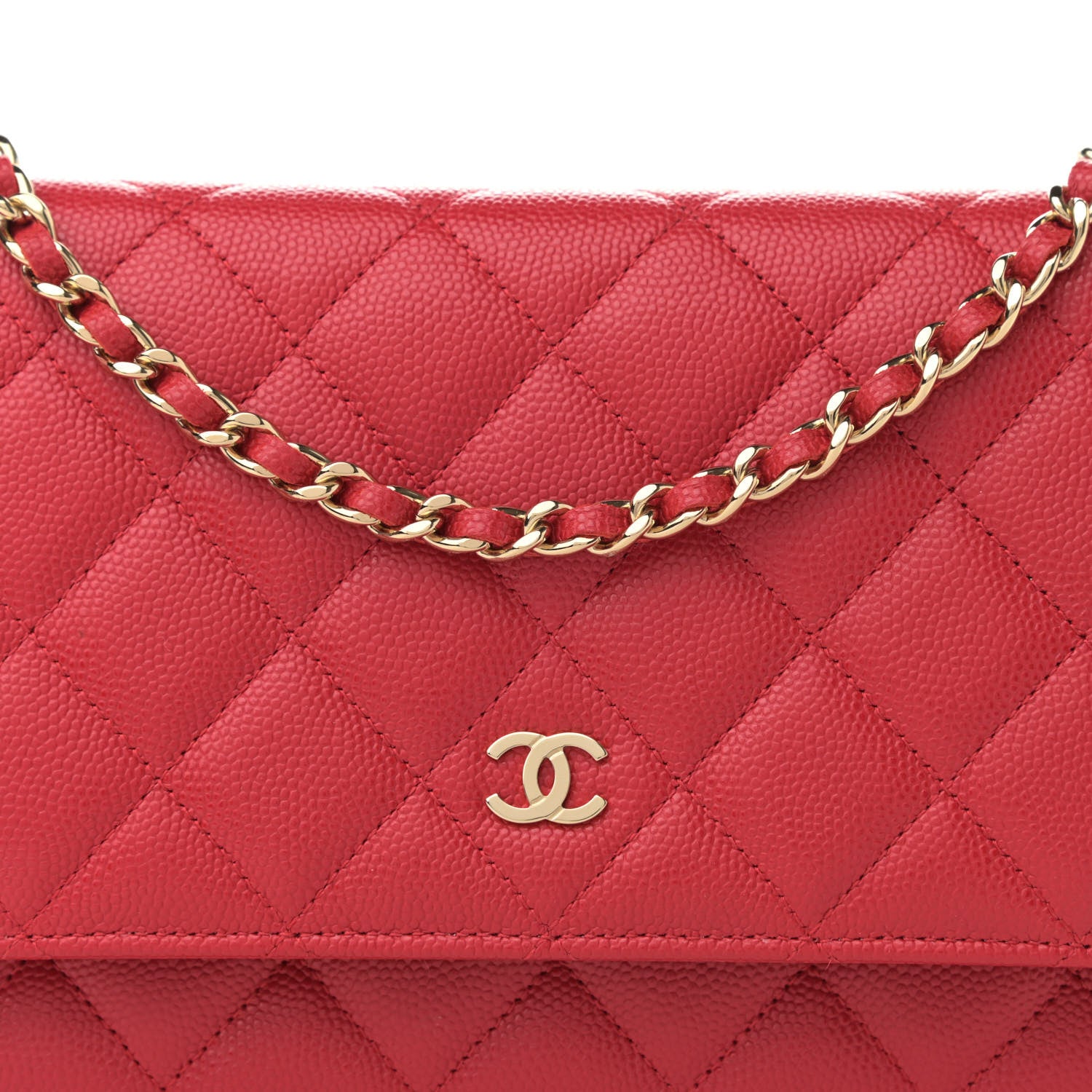 Chanel Caviar Quilted Wallet On Chain WOC Red 9 of 12