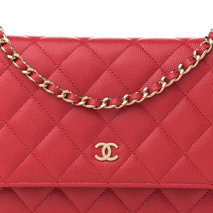 Chanel Caviar Quilted Wallet On Chain WOC Red 9 of 12