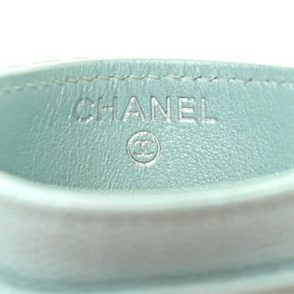 Chanel Metallic Caviar Chevron Quilted Vintage Mademoiselle Card Holder Light Blue 6 of 8