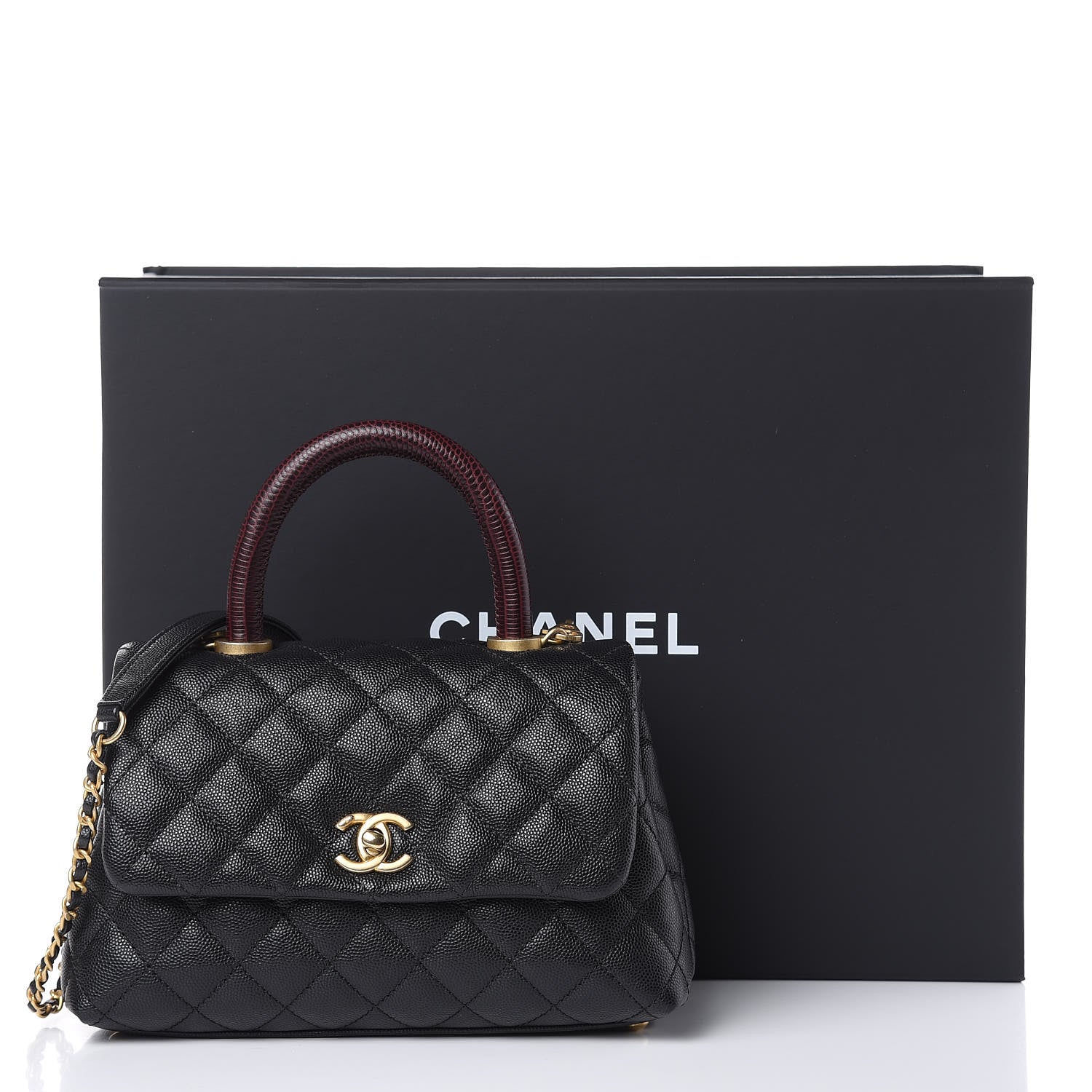 Chanel Caviar Lizard Embossed Quilted Mini Coco Handle Flap Black 10 of 10