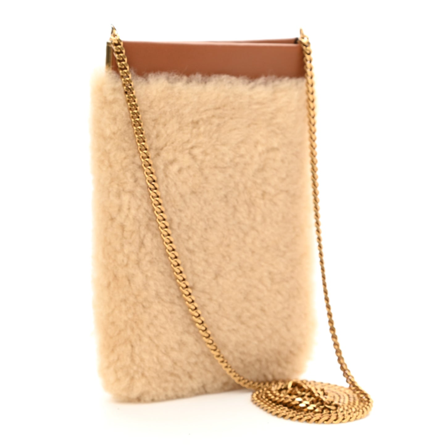 Shearling Mini Pac Pac Pouch On Chain Natural