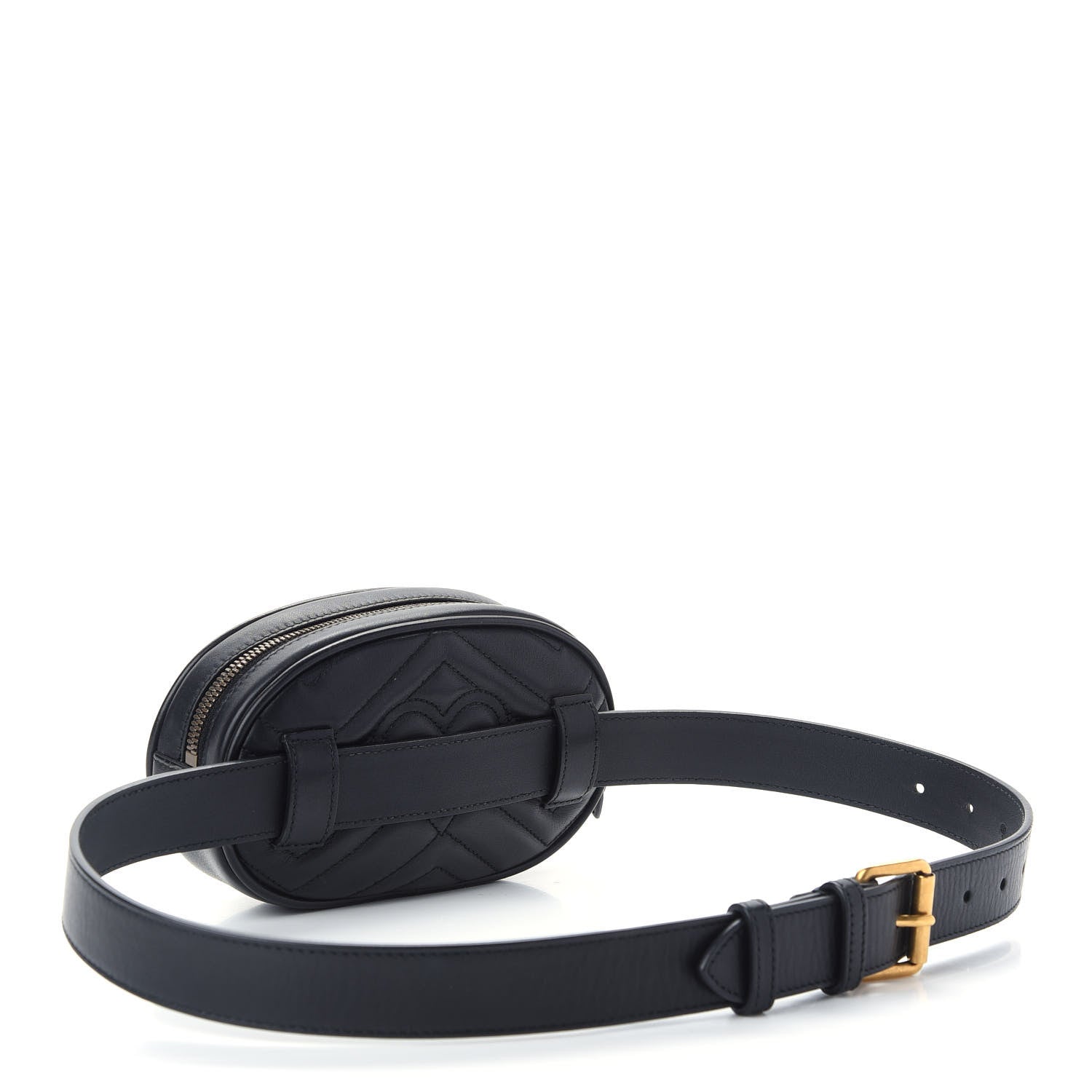 Gucci Calfskin Matelasse GG Marmont Belt Bag 85 34 Black 3 of 9