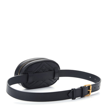 Gucci Calfskin Matelasse GG Marmont Belt Bag 85 34 Black 3 of 9