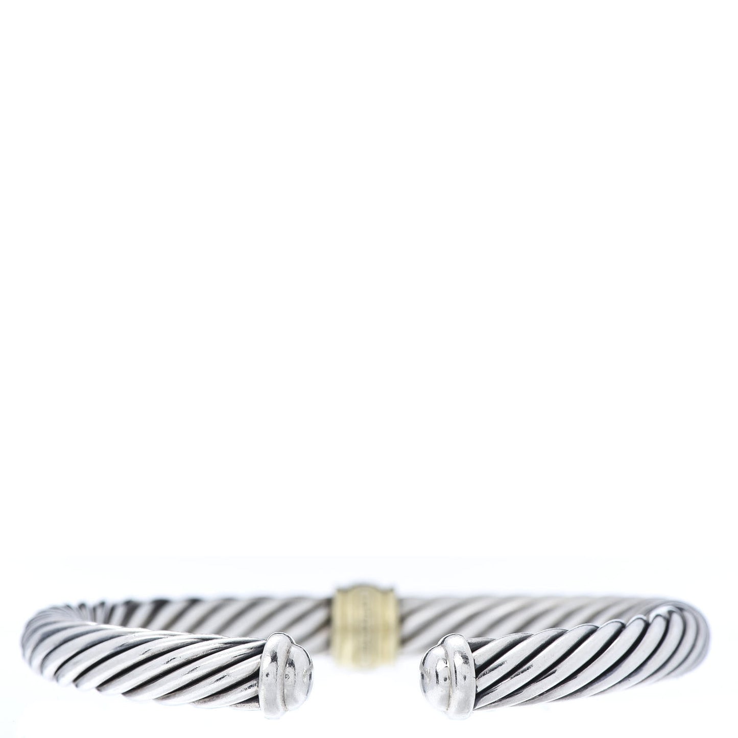 Sterling Silver 18K Yellow Gold Diamond 7mm Cable Classics Station Bracelet