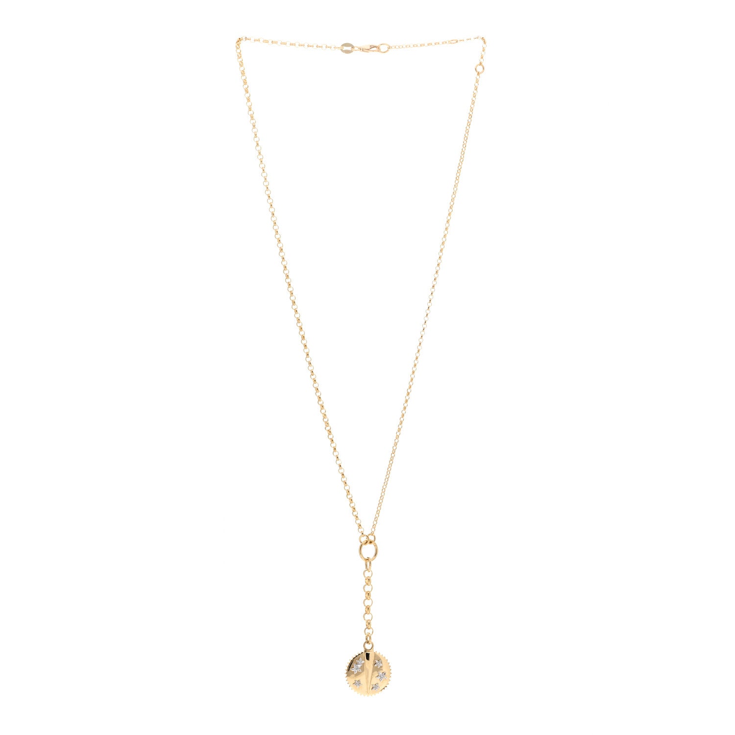 Foundrae 18K Yellow Gold Diamond Small Resilience Medallion Mixed Belcher Extension Chain Necklace 3 of 4