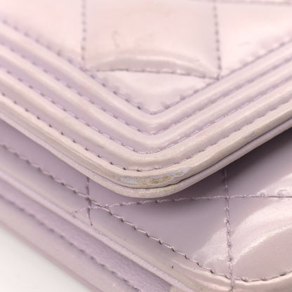 Chanel Patent Calfskin Quilted Boy Wallet On Chain WOC Purple 11 of 17