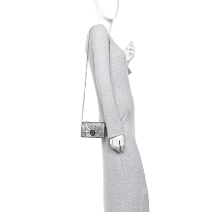 Christian Dior Metallic Patent Micro-Cannage Baby Diorama Flap Bag Silver 2 of 15