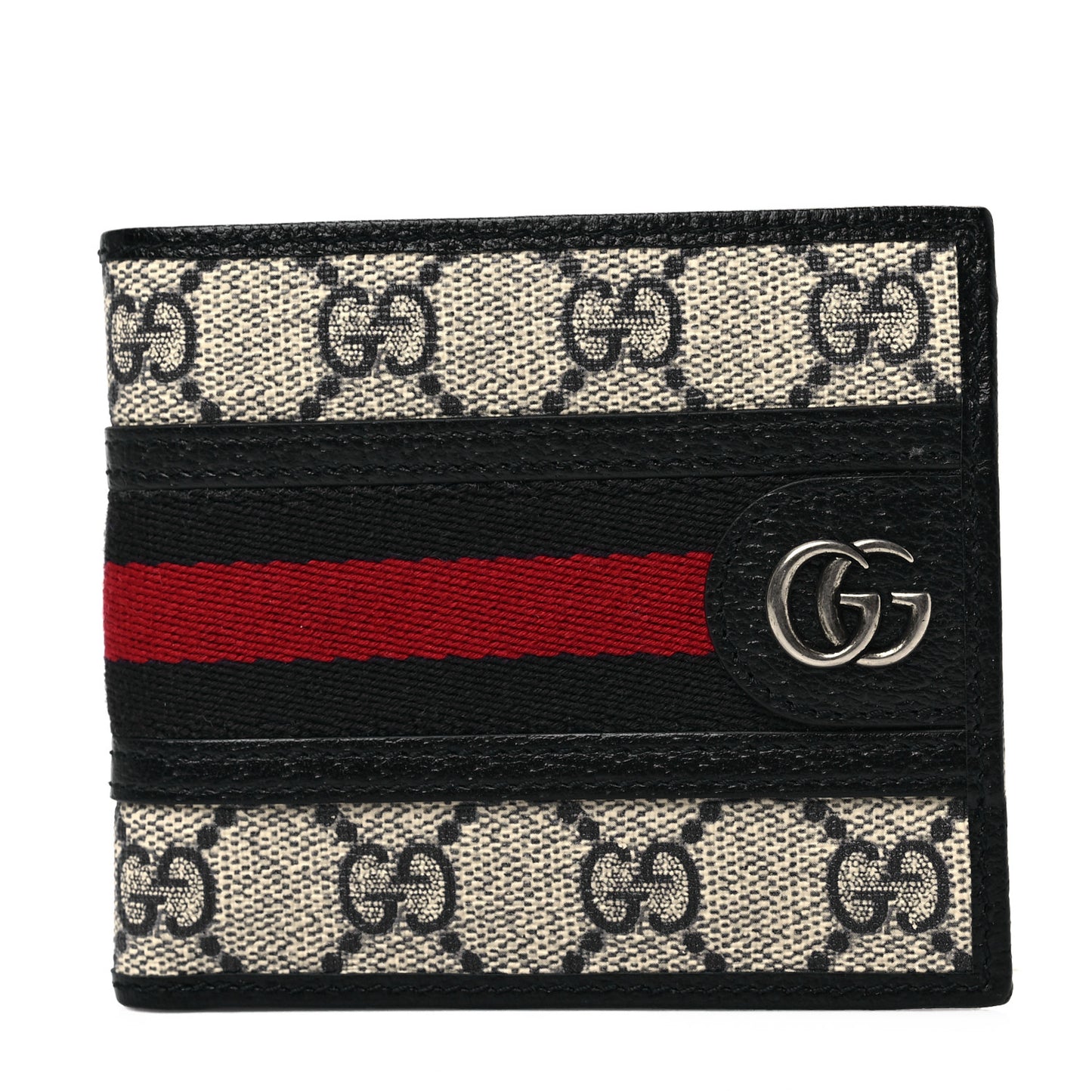 GG Supreme Monogram Web Mens Ophidia Bi-Fold Coin Wallet Beige Blue