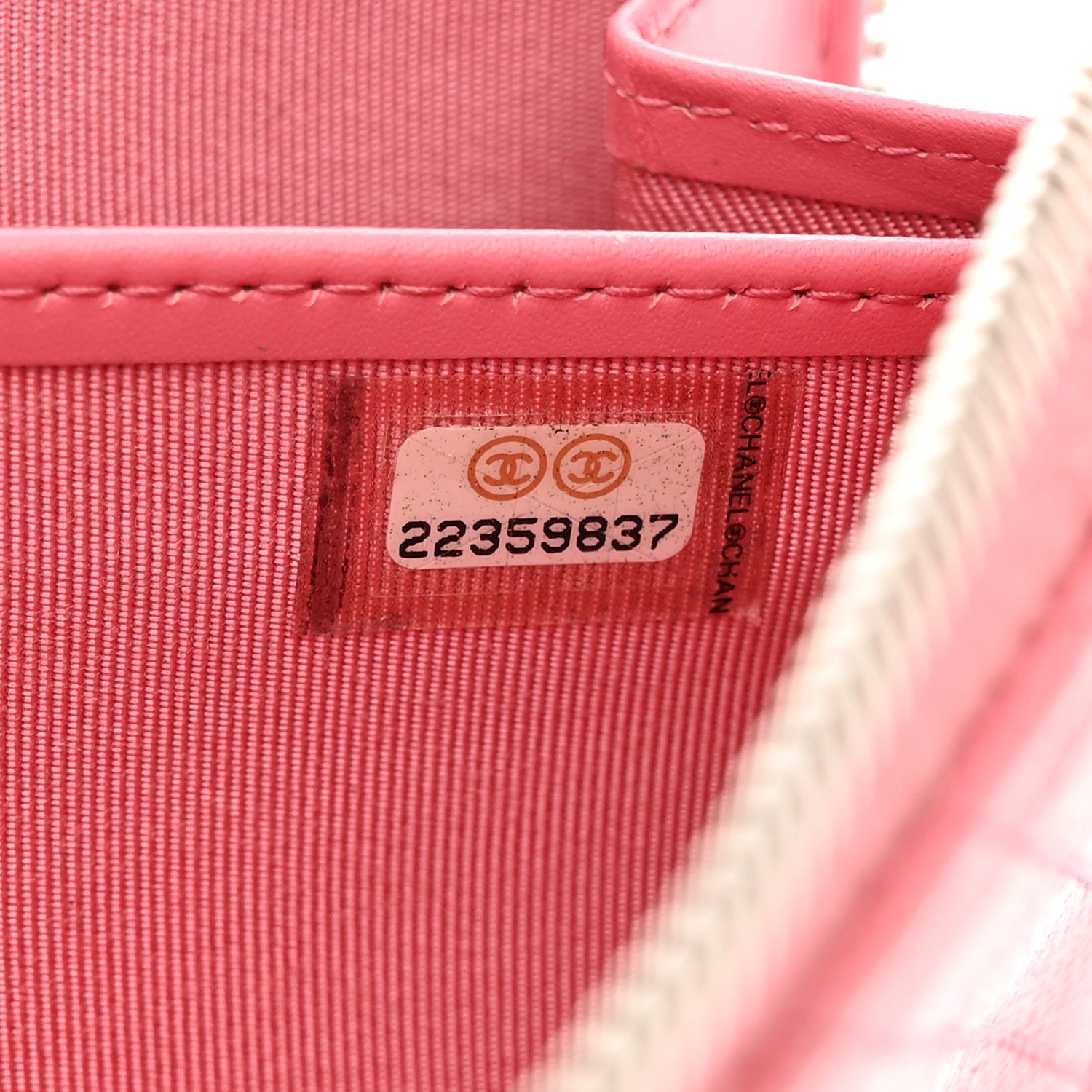 Chanel Caviar Chevron Large Gusset Zip Around Wallet Pink 7 of 9