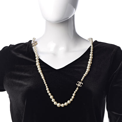 Chanel Graduated Pearl CC Long Necklace Light Gold 2 of 6