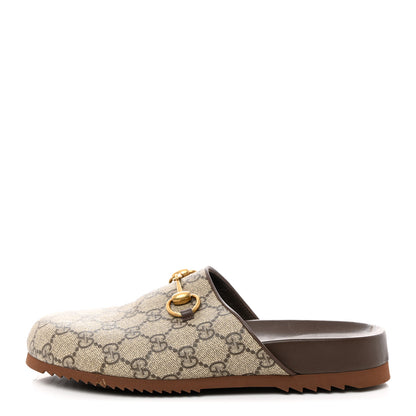 Gucci GG Supreme Monogram Miro Soft Calfskin Womens Horsebit Slippers 37 Beige Ebony New Acero 1 of 9