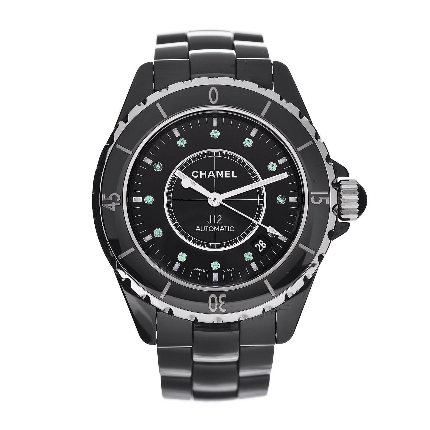 Stainless Steel Ceramic Emerald 38mm J12 Automatic Watch Black