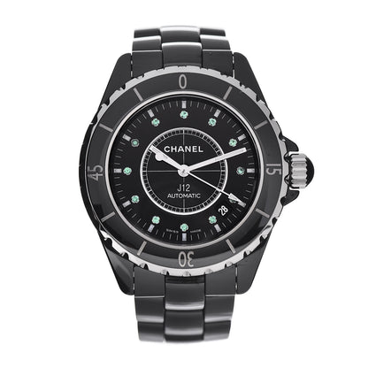 Chanel Stainless Steel Ceramic Emerald 38mm J12 Automatic Watch Black 1 of 5
