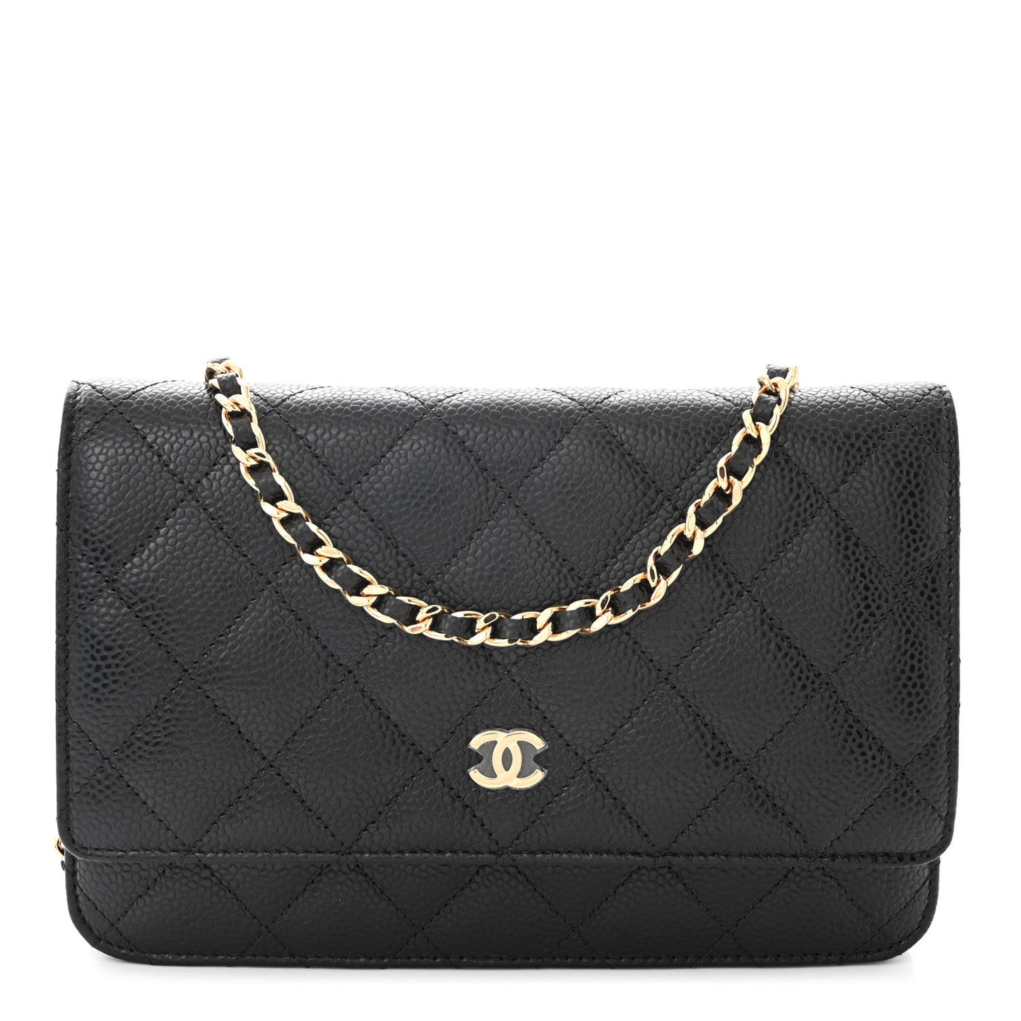 Caviar Quilted Wallet on Chain WOC Black