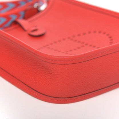 Hermes Taurillon Clemence Evelyne TPM Rouge De Coeur Bleu Du Nord 6 of 10