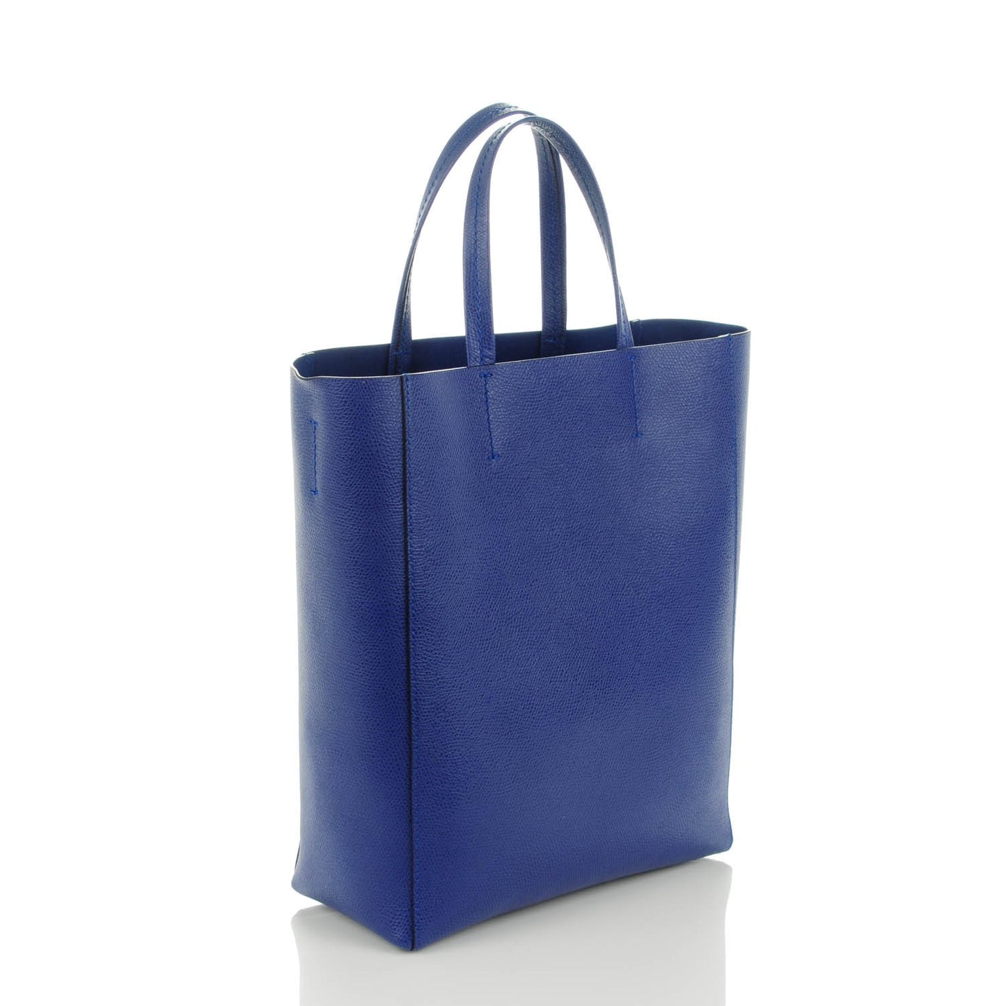 Grained Calfskin Small Vertical Cabas Indigo