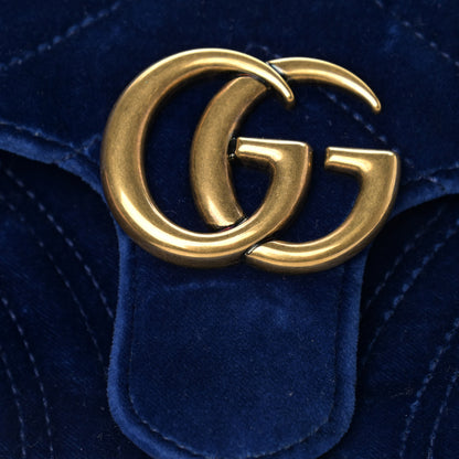 Gucci Velvet Matelasse Mini GG Marmont Shoulder Bag Cobalt Blue 16 of 20