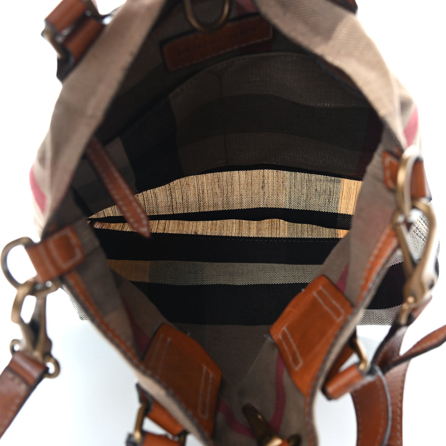 Canvas Mega Check Medium Tottenham Brit Tote Saddle Brown