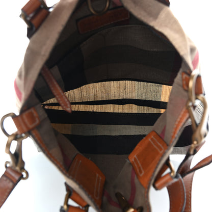 Burberry Canvas Mega Check Medium Tottenham Brit Tote Saddle Brown 5 of 9
