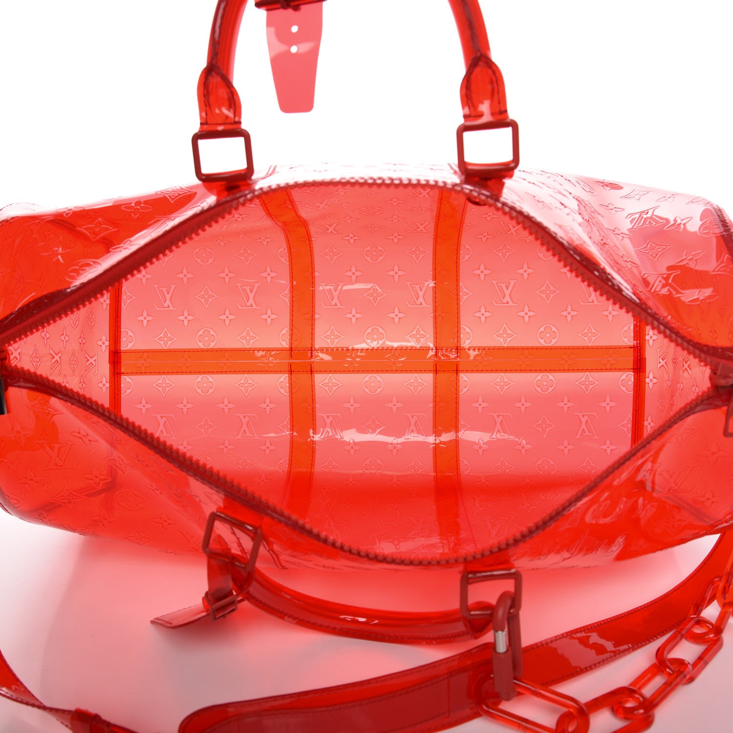 Louis Vuitton PVC Monogram Keepall Bandouliere 50 Grenadine Red 7 of 15